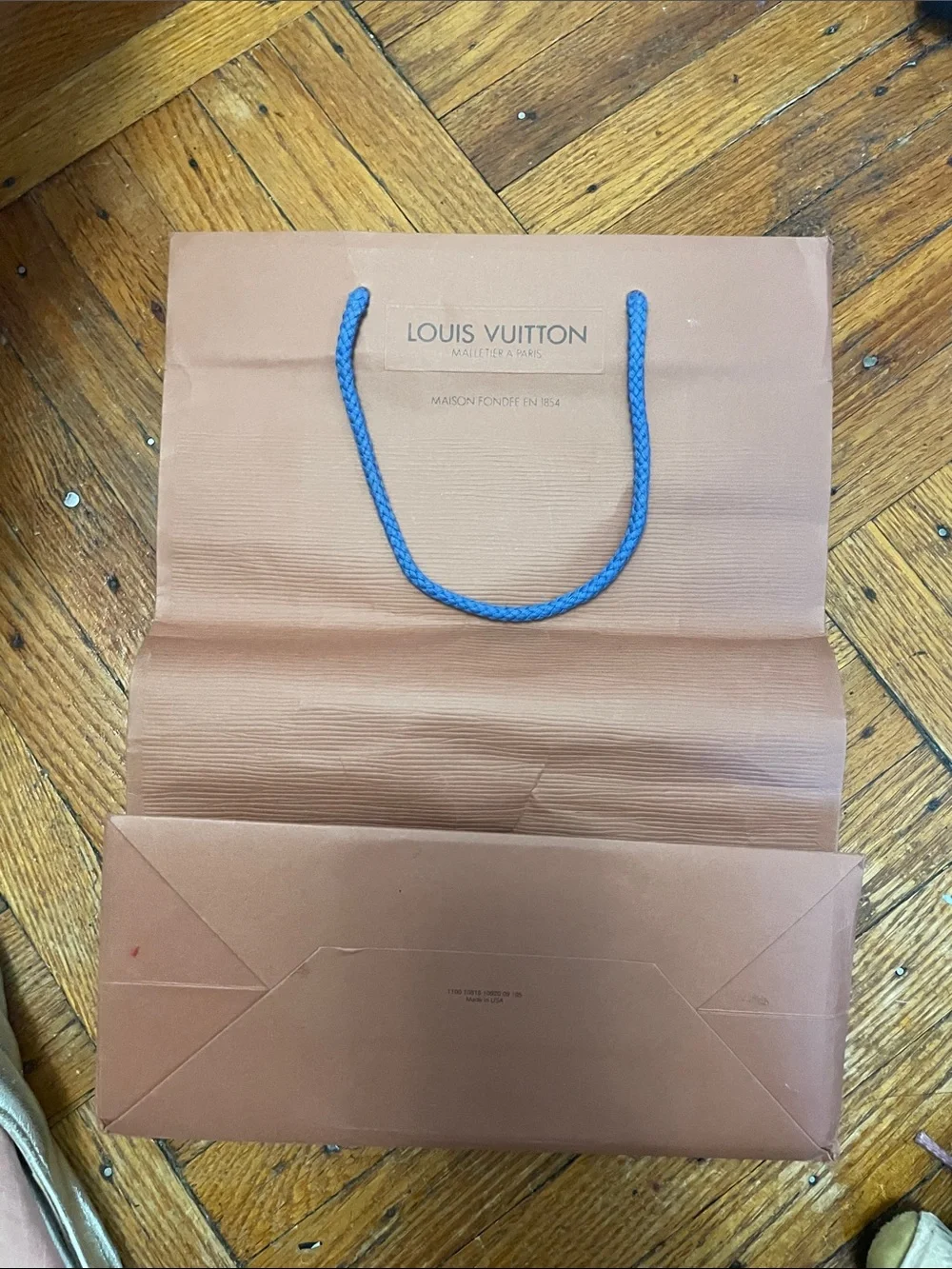 Louis Vuitton Brown Tote Paper bag with Blue Rope Handle
